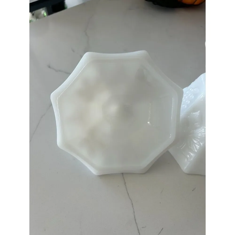 Vintage Anchor Hocking Milk Glass Candy Dish with Lid